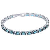Custom Top up for Sterling Silver Semi Mount Tennis Bracelet Setting Emerald OCT 6x4mm w/ Blue Topaz